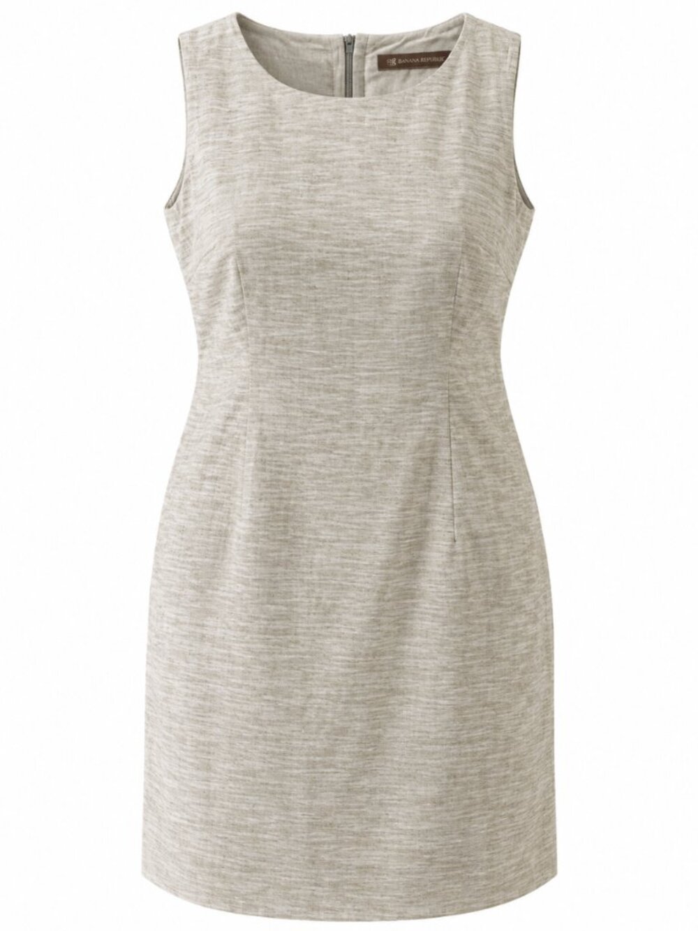 MICHAEL Michael Kors Beige Linen Blend Sleeveless Sheath Back Zip Dress Size 6